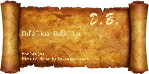 Dóka Béla névjegykártya